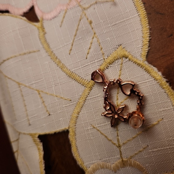 JTV Rose Quartz White Zircon 18K Rose Gold Earrings - Picture 10 of 10